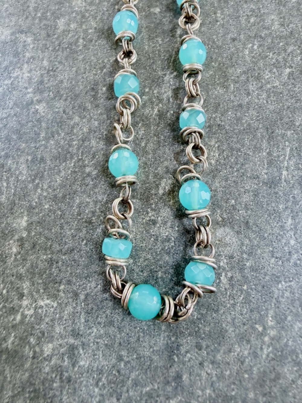 Turquoise Bead Chain Necklace - Women Jewelry - Picture 2 of 6